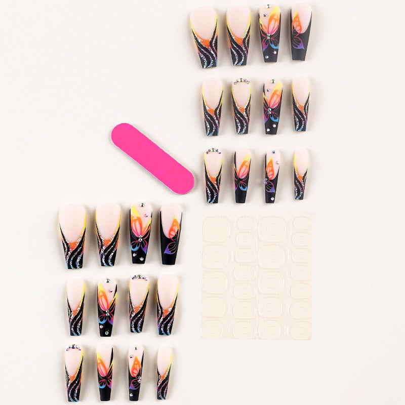 Wholesale Flashing butterfly wearable French nail stickers